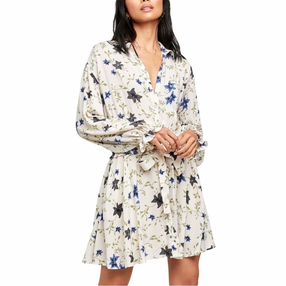 Free People Lighten Up Mini Dress in Tea Combo NWT $108 XS